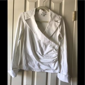 Cabi Wrap Blouse w/Collar. White #241 size Medium
